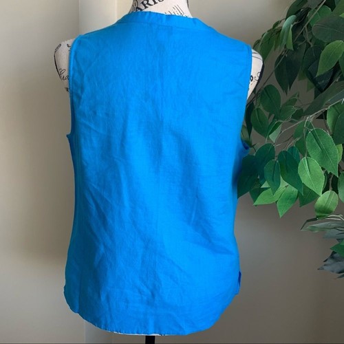 J. Crew Factory Sleeveless Embroidered Bib Top Blue Sz 4 - Picture 9 of 13