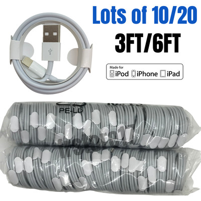 10/20 Bulk Lot USB Fast Charger Cable 3/6ft For iPhone 12 11 8 7 6 Charging Cord