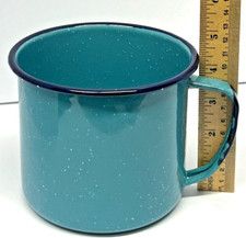 Large Enamelware speckled robin egg blue Camp mug cup