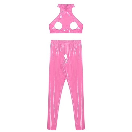 Woman Crop Top With Pants High Waist Lingerie Sets Harness Vest Pantyhose Suit - Picture 87 of 162