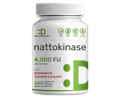 DEAL SUPPLEMENT Nattokinase 4,000 FU Per Serving, 240 Veggie Capsules  
