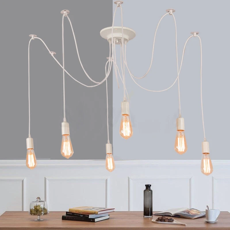 Industrial Retro 3 6 8 10 12 Heads Chandelier Pendant Light Spider Fixture White