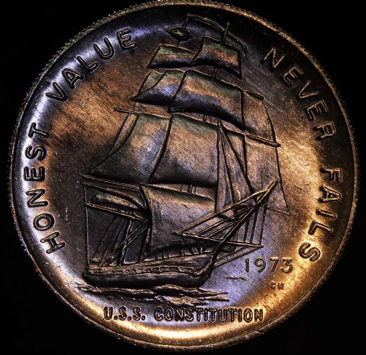 1974 U.S.S. Constitution Mint Sailboat 1oz 999 FINE Silver round