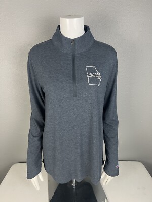CHAMPION Women’s 1/2 Zip Long Sleeve Shirt Size Medium Atlanta Georgia  Gray