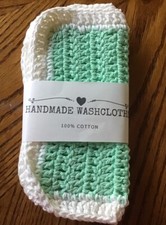 HANDMADE SET OF 2 CROCHET COTTON DISH CLOTHS OR WASH CLOTHS 8.5x8.5 INCHES NEW 