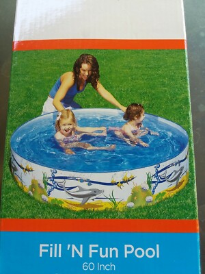 Kids Swimming Pool 60'' Ocean Life Fill n Fun Splash & Play HD Ridged Walls