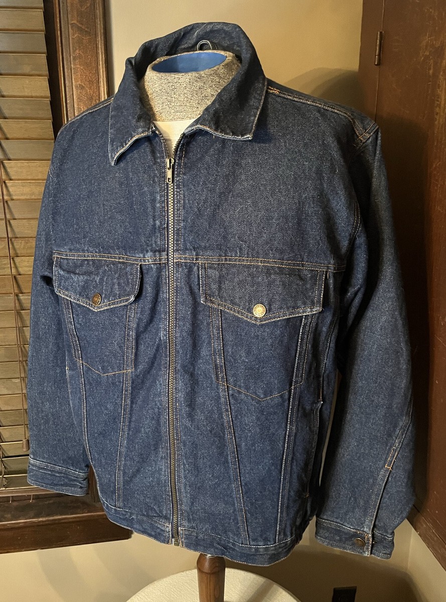 VINTAGE Duke Haband Men's Medium Denim Jean Jacket Zip Very VINTAGE Duke Haband Men's Medium Denim Jean Jacket Zip Very