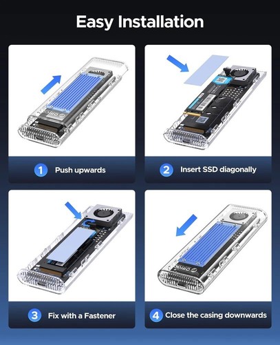 40Gbps M.2 NVMe SSD Gehäuse mit integriertem Lüfter, werkzeuglose externe H... - Bild 3 von 8