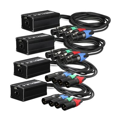 4 Pack 4 Channel 3 Pin Audio Snake XLR Cable Breakout XLR over RJ45 Multi Net...