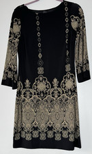 ENFOCUS STUDIO SHIFT DRESS 3/4 SLEEVE BLACK AND GOLD SIZE 6