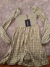 Pretty Little Thing Ladies Green Gingham Dress. Size 8