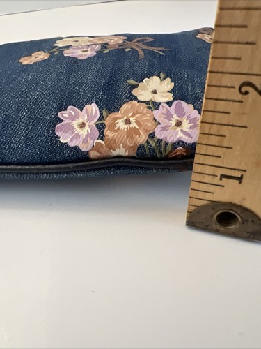 COACH WHASED DENIM WRISTLET CLUTCH POUCH CHAIN STRAP FLORAL 92050 + BAG CHARMS - Picture 13 of 24