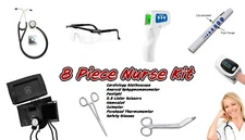 8 Piece Nurse Kit Cardiology Stethoscope, BP Cuff, Pulse Oximeter & more  NK222