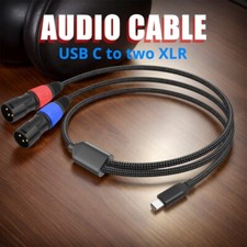 USB C to Double 3Pin Male Sound Cable Adapter for Speakers Power Amplifier