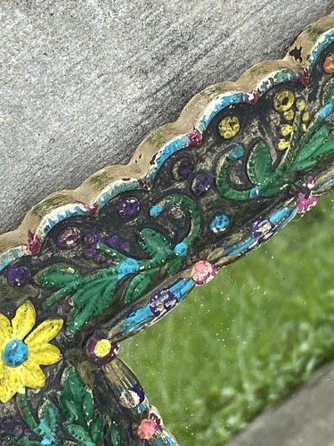 Vintage 1930s Resin Whimsical Mirror Square Shaped. Floral Whimsical Mirror. - Picture 6 of 8