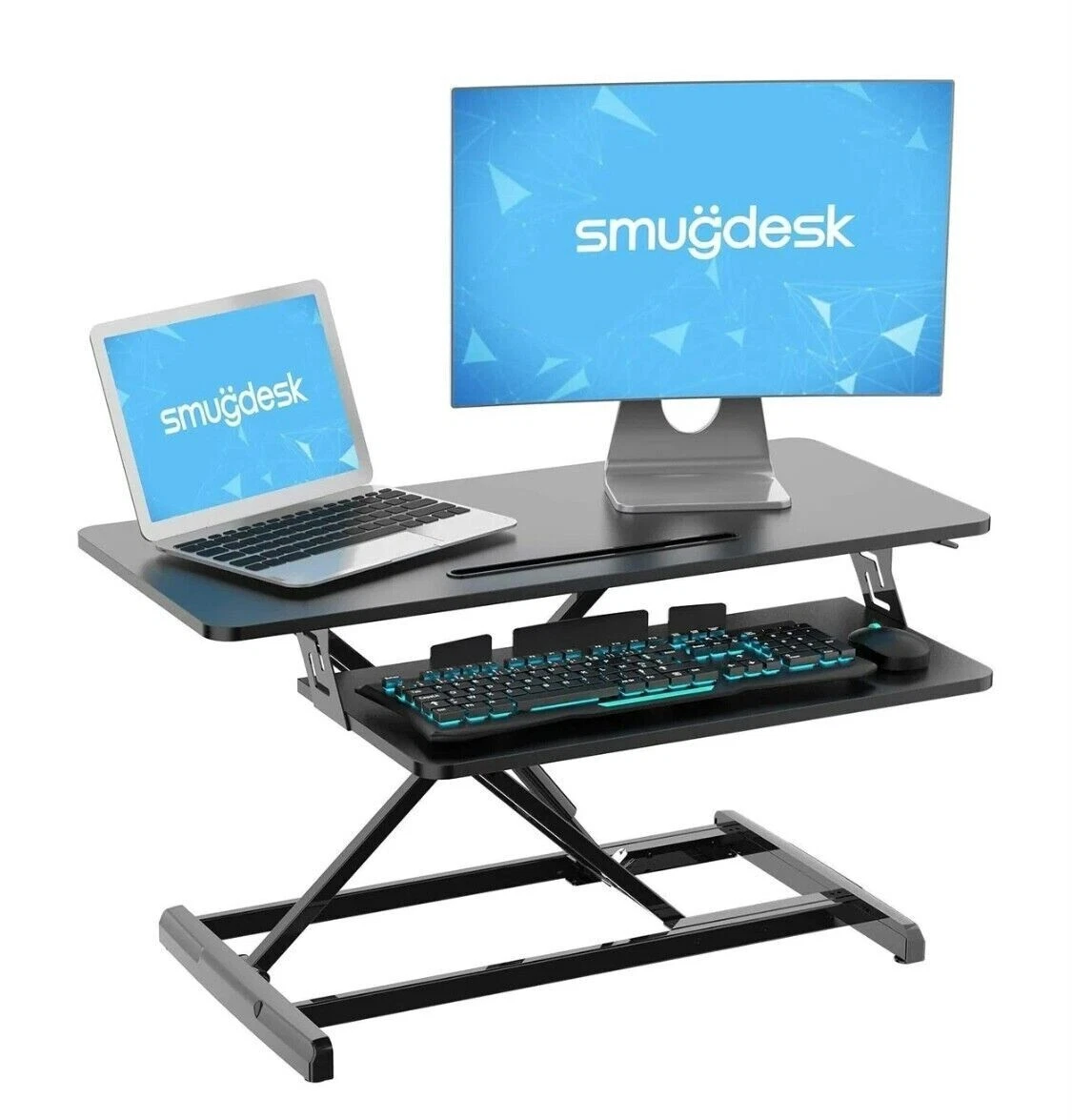 NIB SMUGDESK ADJUSTABLE STANDING PC DESK D 66HL 36IN BK eBay