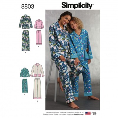 Simplicity Schnittmuster 8803 Schlafanzug A (S - L / XS - XL)