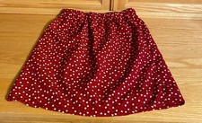Shein Girls 10Y Red  White Hearts Skirt 100 Polyester 21" Elastic Waist Summer
