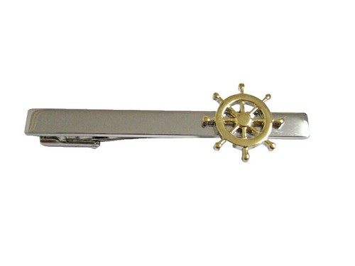 Mila Schon M Logo Tie Pin Clip Tack Gold Tone Designer Round