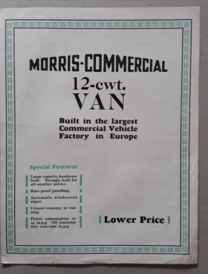 Morris Commercial 12-cwt Van Prospekt 1929