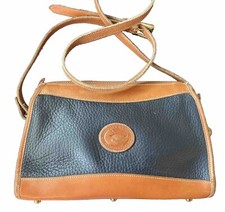 Vintage Dooney  Bourke Crossbody Bag Black  Brown All Weather Leather Charm
