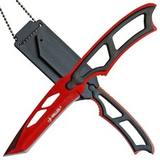 HALLER Tanto Neck Knife Ostrze czerwone anodowane plastikowe pochwa z gwizdkiem sygnałowym