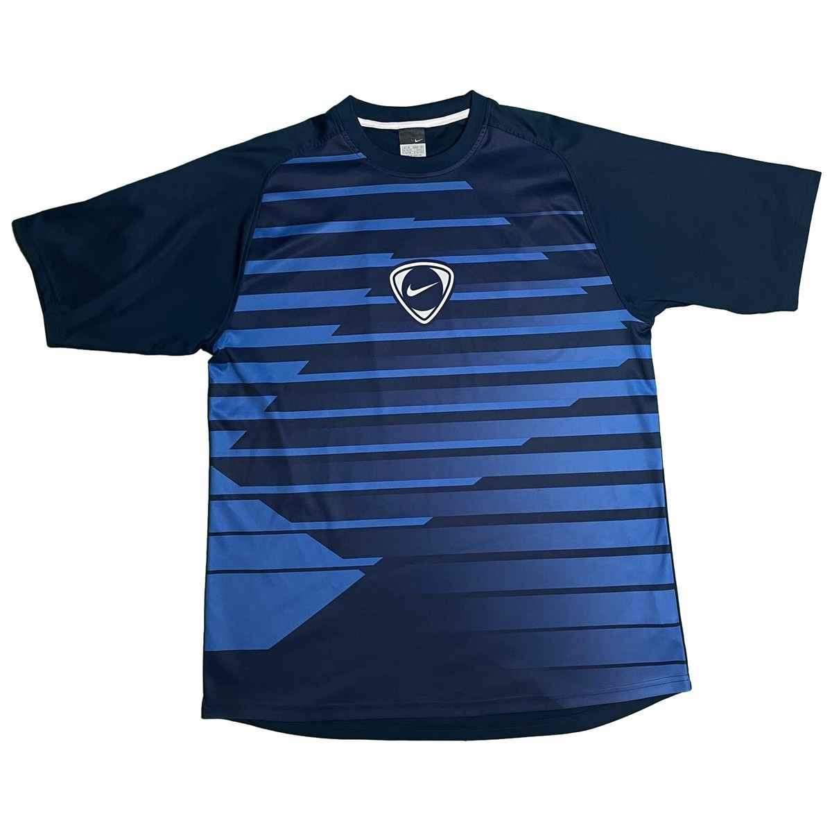 Vintage Nike Football T-Shirt Soccer Jersey Navy Blue Retro