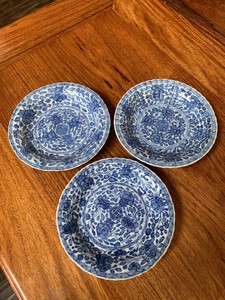 Chinese Antique Porcelain Three Plate Qing China Asian