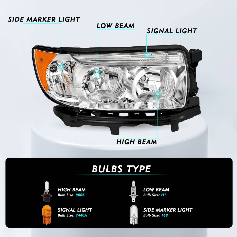 For 2006-2008 Subaru Forester Chrome Amber Headlights Headlamps Left+Right 06-08 - Image 2 of 4