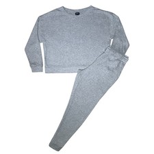 GapBody Gap Women's Ribbed Pajama Set M Top Bottoms Jogger Pants Gray Loungewear