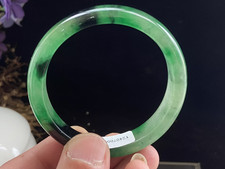 Certified Natural Grade AAA Ice Green Burmese Jade jadeite bracelet 56MM9298