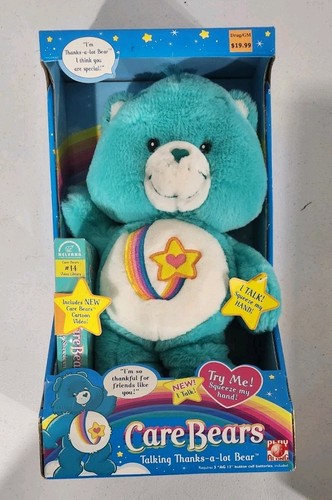 Neu Care Bears TALKING THANKS-A-LOT BÄR 12 Zoll Plüsch mit VHS 2004 in Box
