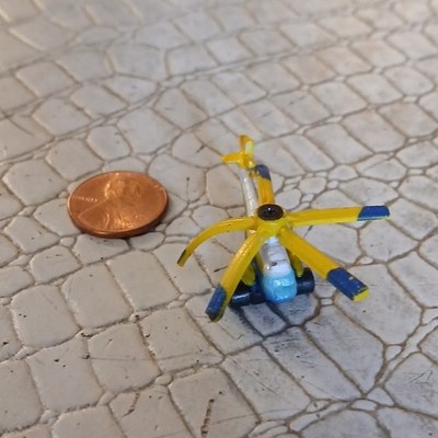 Plastic Military Helicopter Yellow Blue White Collectible Kids Toy Model