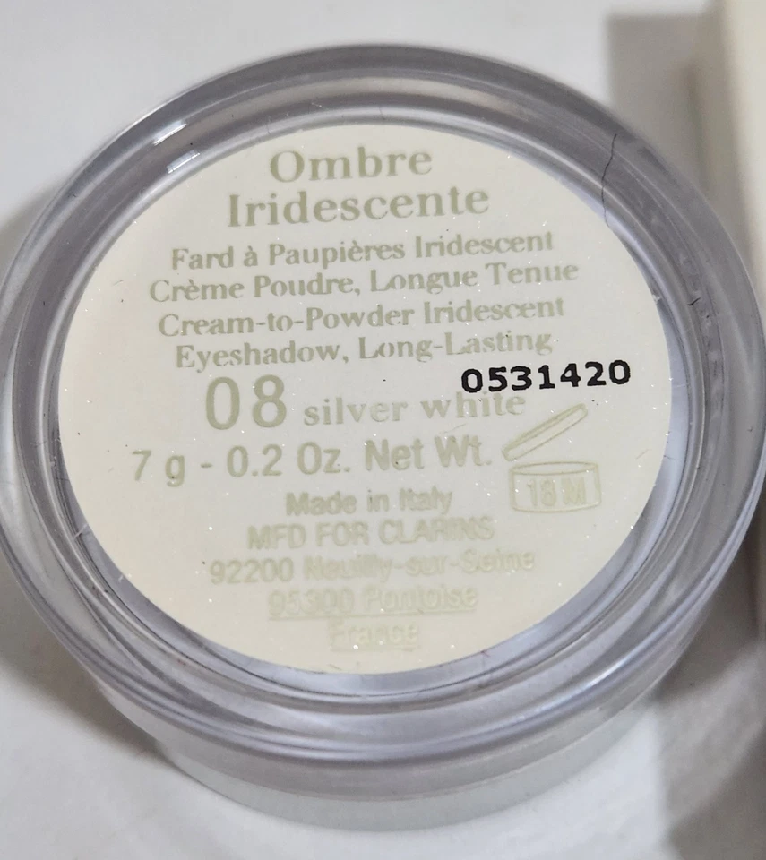 Clarins Ombre Cream-To-Powder Iridescent Eyeshadow Shade 08 Silver White 0.2oz - Image 2 of 3