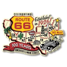 Route 66 100 Years Map Magnet by Classic Magnets, 4" x 2.8"