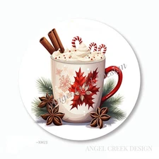 CINNAMON HOT COCOA CHRISTMAS STICKERS ENVELOPE SEALS HOT CHOCOLATE COCOA FAVORS