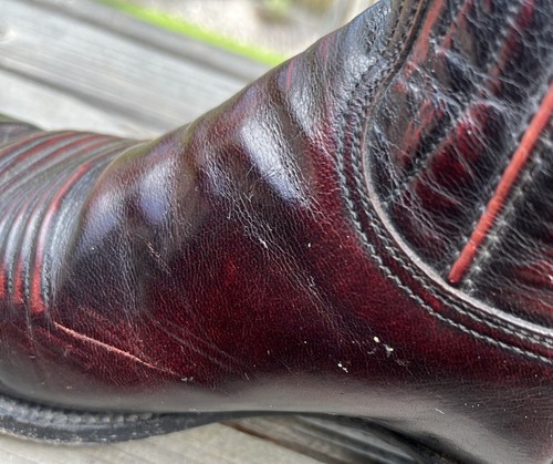 Botas vaqueras occidentales vintage Lucchese para hombre 10,5D L6608 negras cereza - Imagen 14 de 19