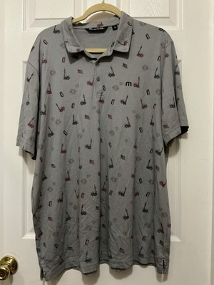 Travis Mathew Men's Short Sleeve Polo Shirt XXL Patriotic Statue Of Liberty Gray