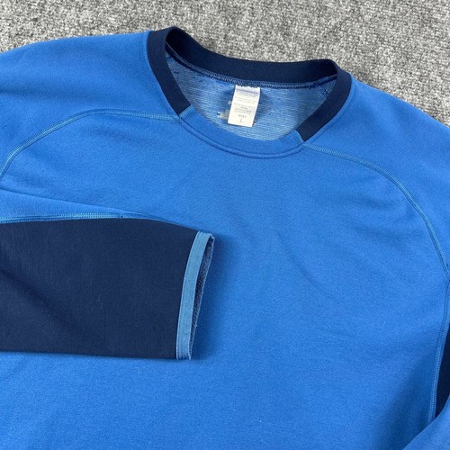 Patagonia Base Layer Mens L Blue Wool Blend Long Sleeve Crew Neck Hiking Top