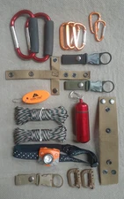 LOT Camping HIKING  CAMO Rope, headlight, Carabiners, Misc. NEW