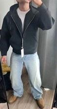 Felpa con cappuccio e zip effetto neoprene Zara da uomo grigio antracite