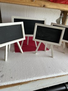 Wooden Mini Rectangle Chalk Board Clips Message Chalk Board Sign set o 4