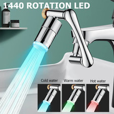 New Universal 3 Colors LED Kitchen Faucet Extender Metal Swivel Bubbler Nozzle 1