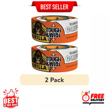 2 pack Gorilla Tough Wide White Duct Tape, 25 Yard Roll