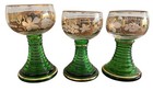 3 German Roemer Wine Glasses with Green Stems Vintage Collectibles — photo 3
