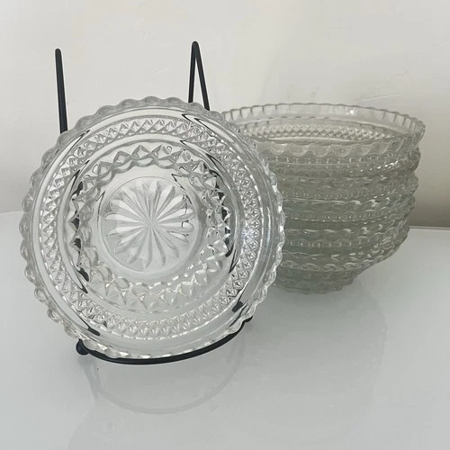 VTG Set Of 6 Anchor Hocking Wexford Diamond Pattern Dessert Cereal Nut Bowls