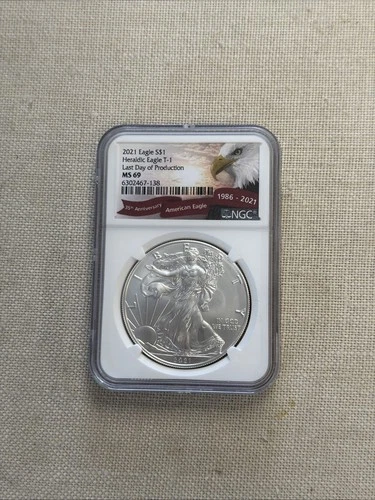 2021 $1 Type 1 American Silver Eagle NGC MS69 Brown Label