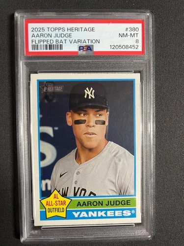 2025 Topps Heritage - Flipped Bat Variation Aaron Judge #380 PSA 8