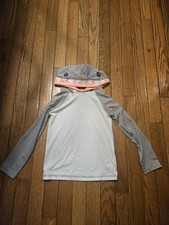 Cat Jack Boys Summer Shark Rashguard Swim Top Long Sleeve Gray 5T Hood