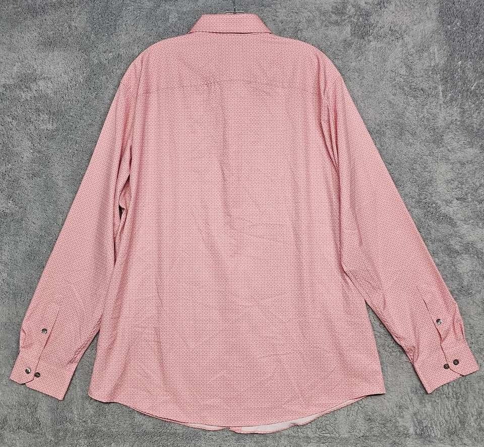 Alfani Men's Button Shirt 17-17.5 36-37 Long Sleeve Slim Fit Stretch Pink new - Image 3 of 4